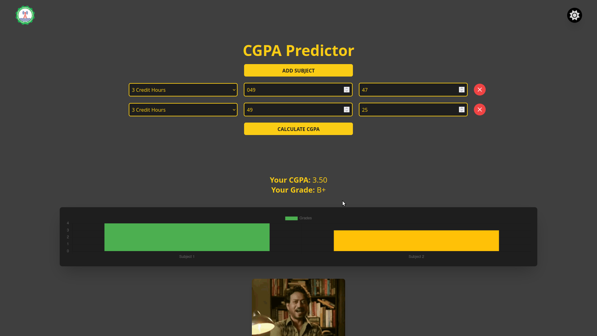 Showcase of GPA Calculator Page